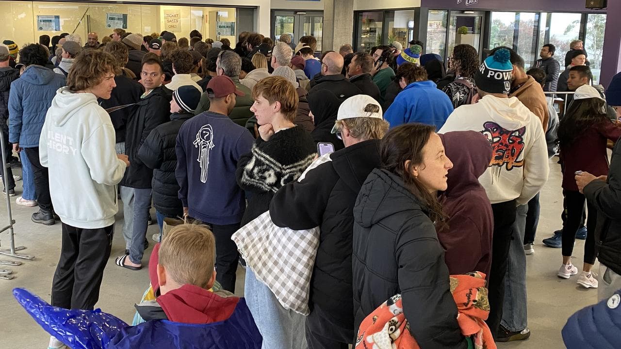 Fans queue for tickets at Ninja Stadium.