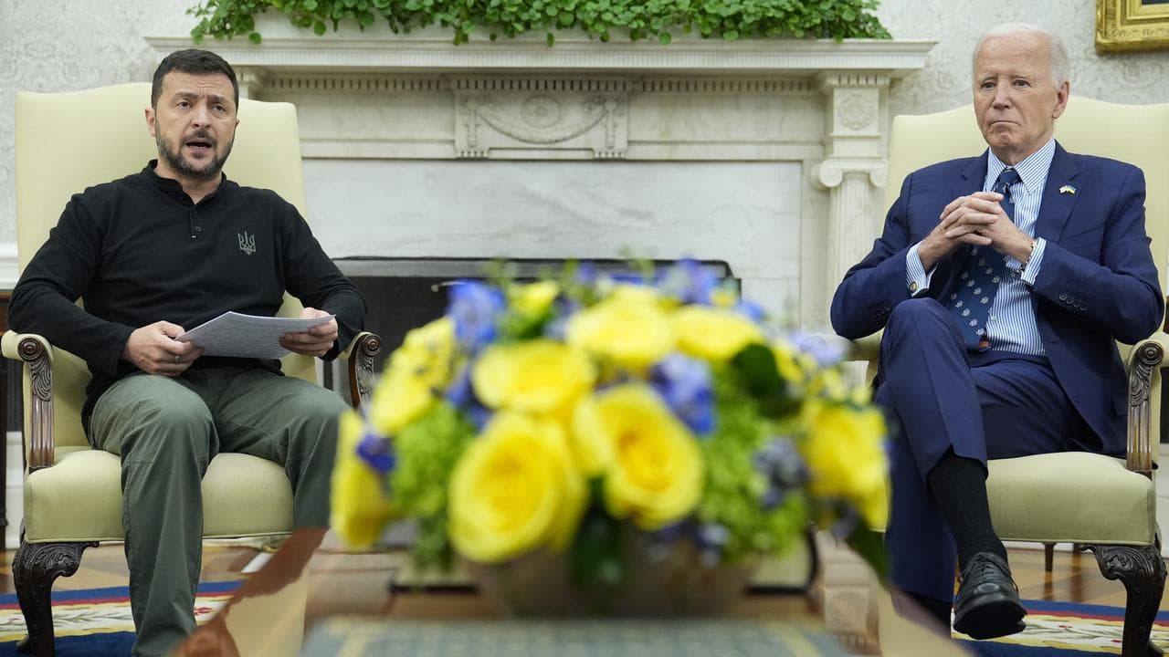Ukrainian President Volodymyr Zelenskiy and US President Joe Biden