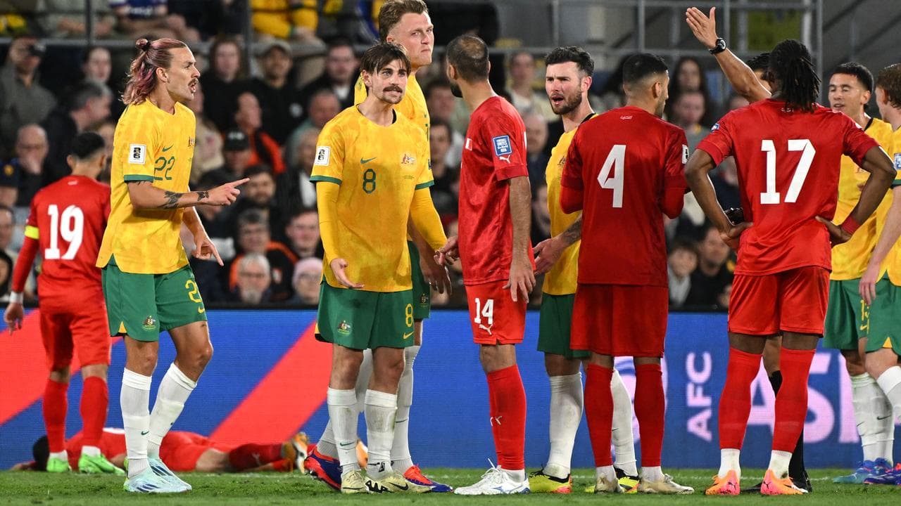 Australia and Bahrain players