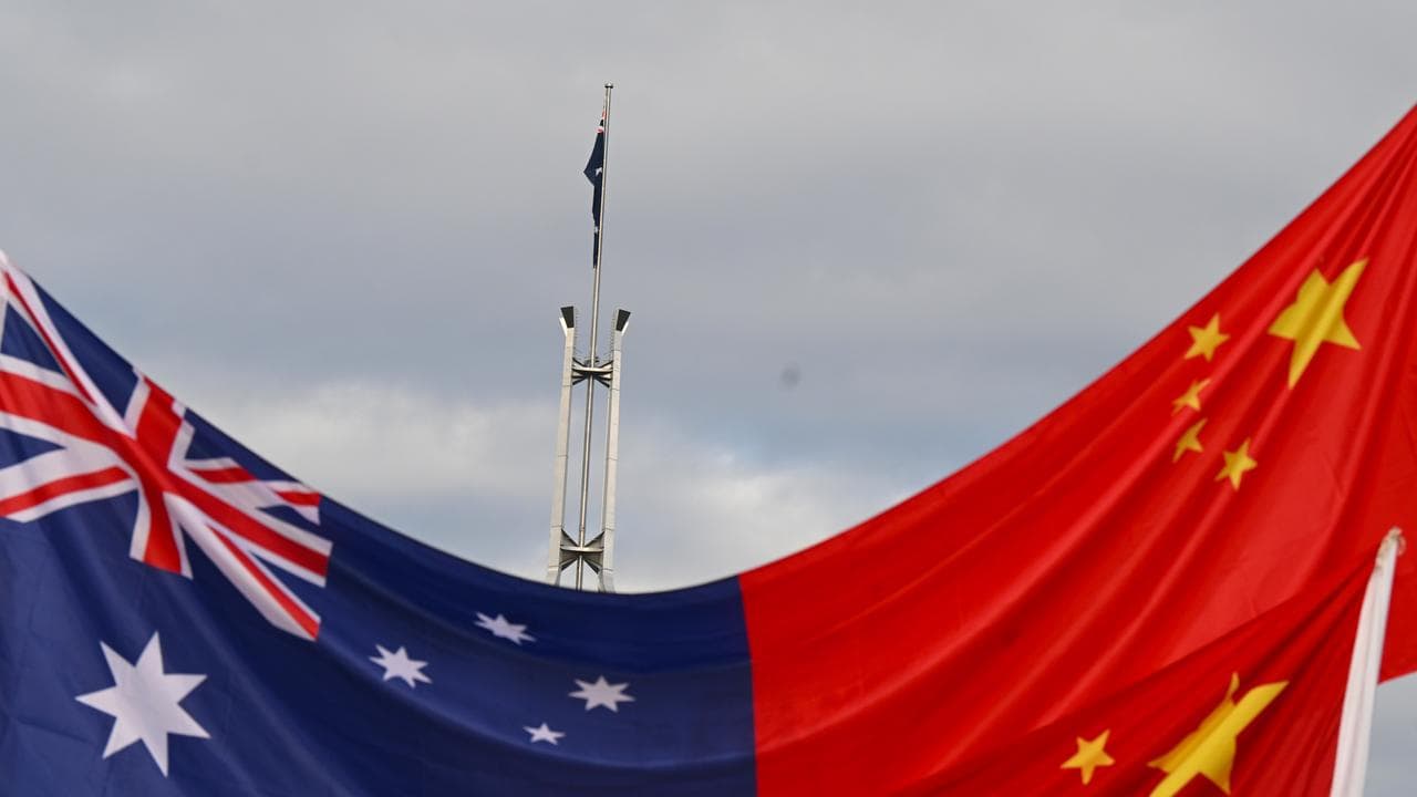 Australian and a Chinese flag