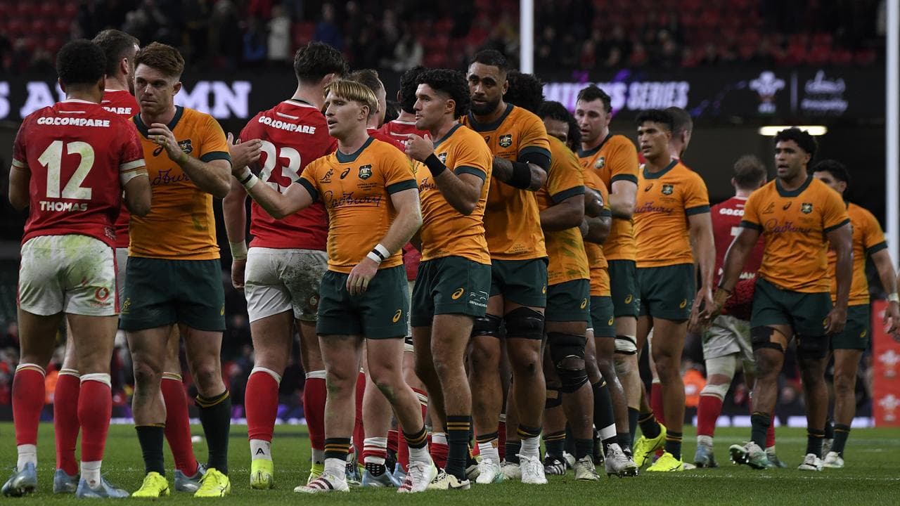 The Wallabies after their 52-20 rout of Wales.
