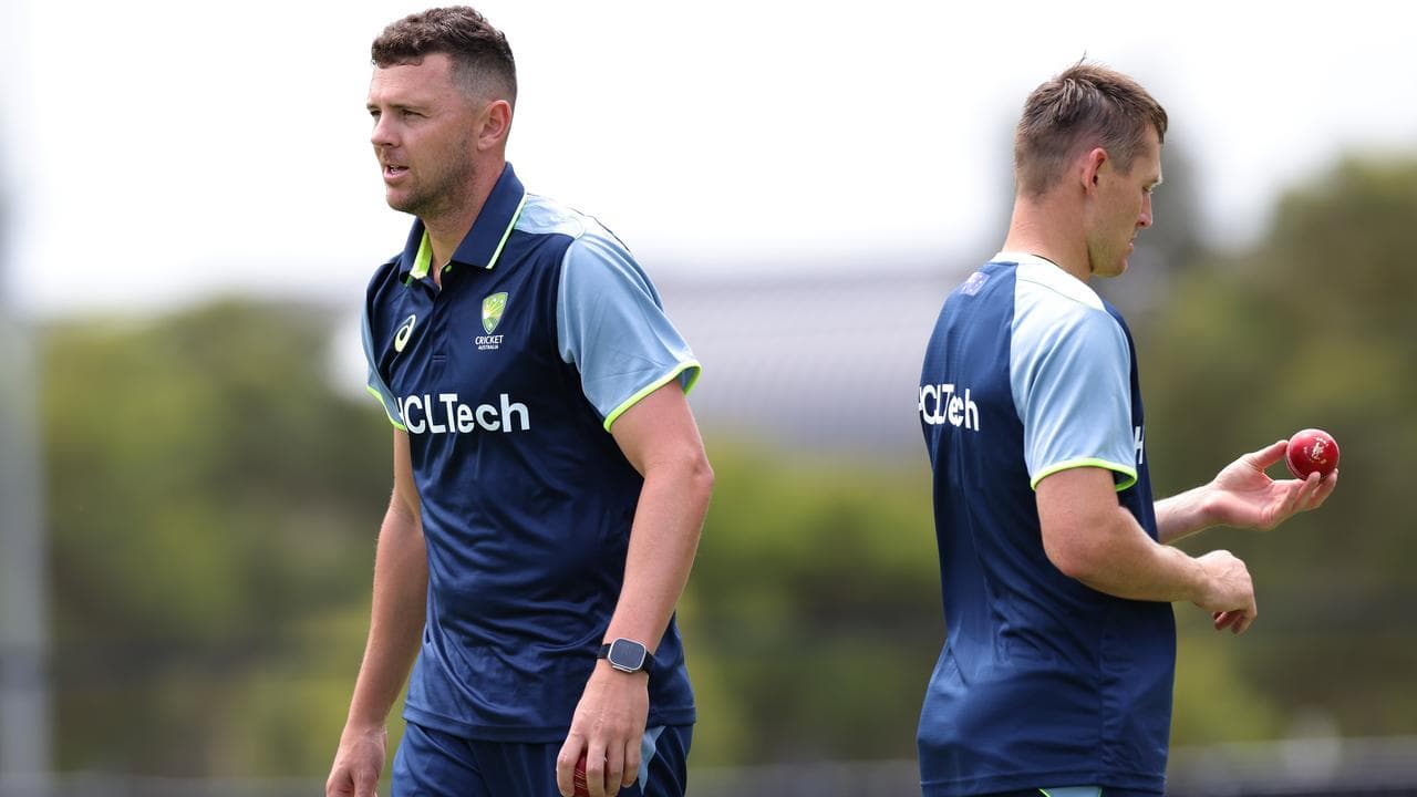Josh Hazlewood (left) and Marnus Labuschagne.
