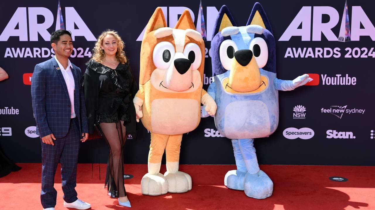 Bluey and Bingo on the red carpet at the 2024 ARIA Awards in Sydney