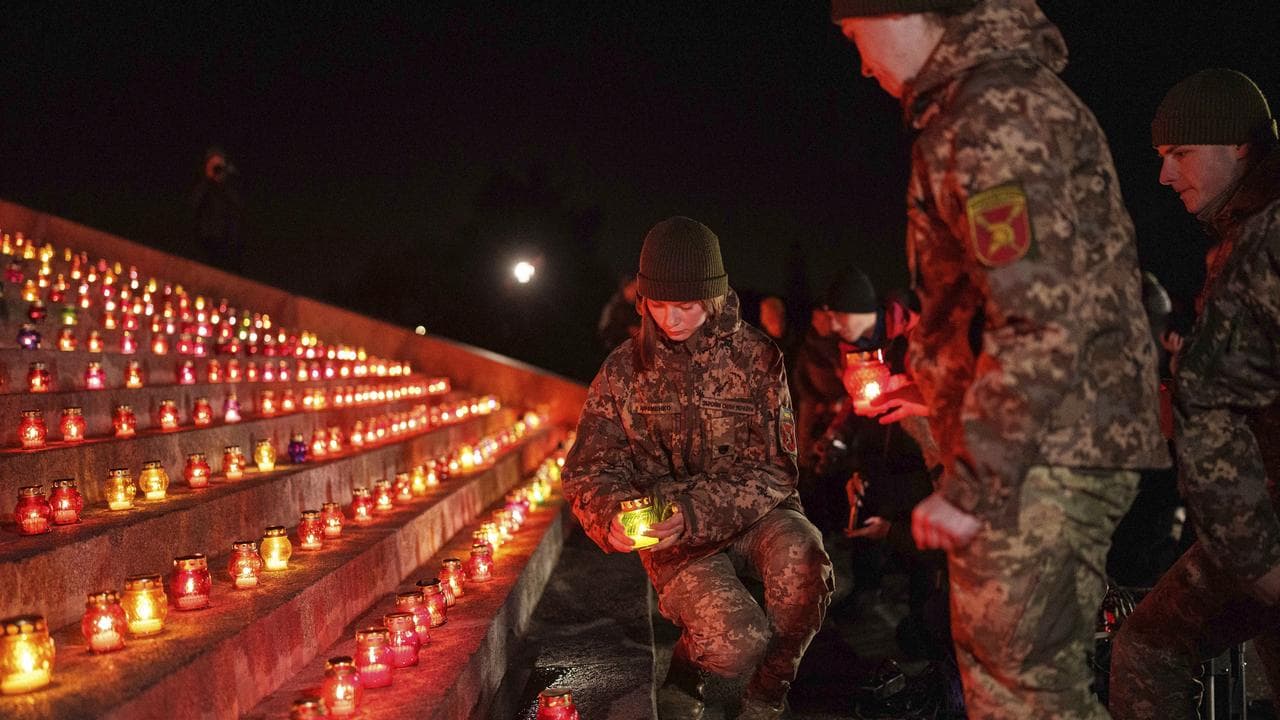 A ceremony marking 1000 days of the Russia Ukraine war in Kyiv