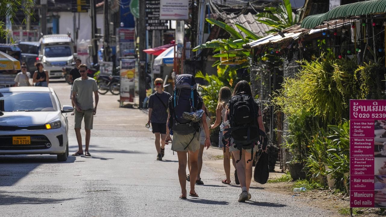 Tourists in Laos