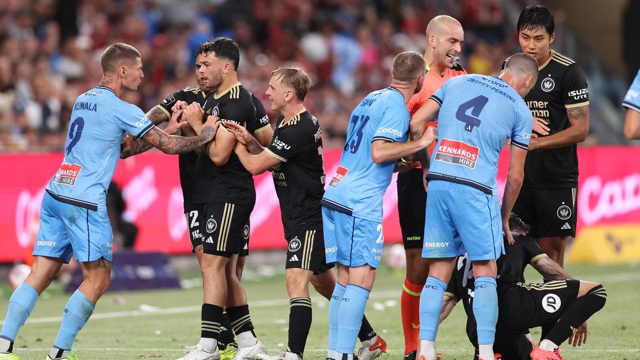 Tempers flared between Sydney FC and the Western Sydney Wanderers.