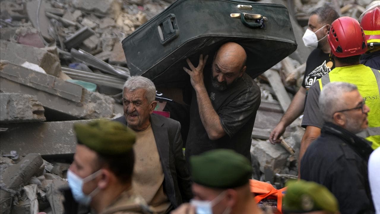 The site of an Israeli airstrike in Beirut