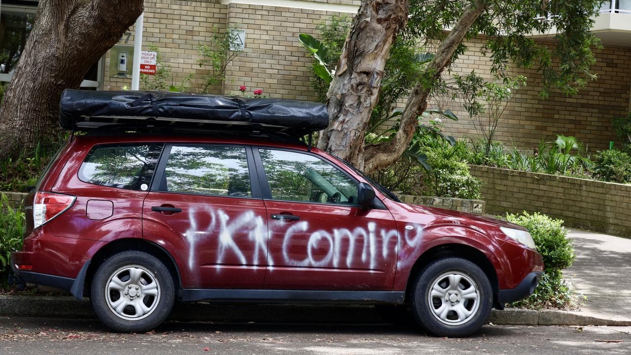 A vandalised car on Wellington Street, Woollahra