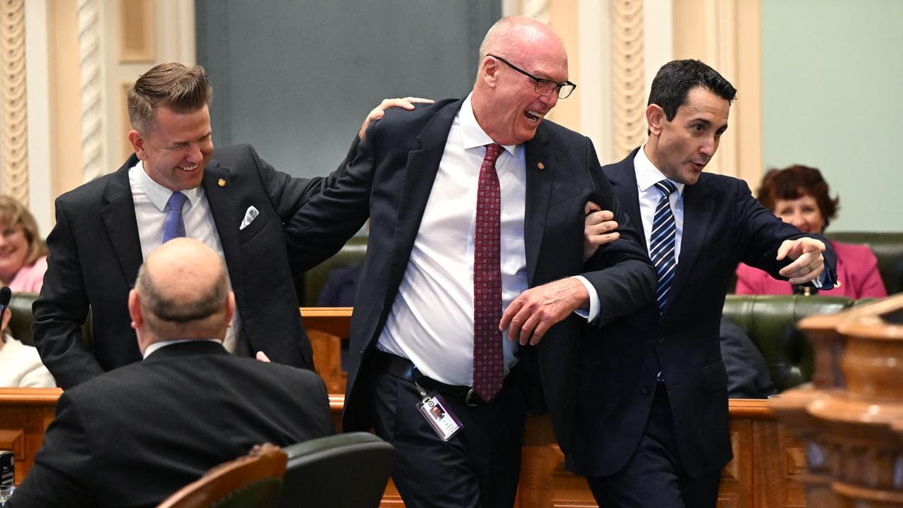 The newly elected speaker Pat Weir (centre) 