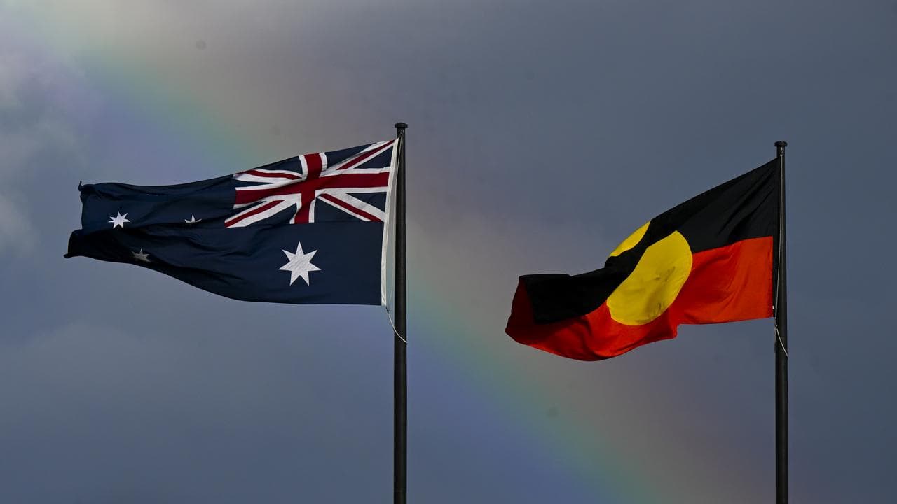 The Australian flag and the Indigenous flag in Canberra