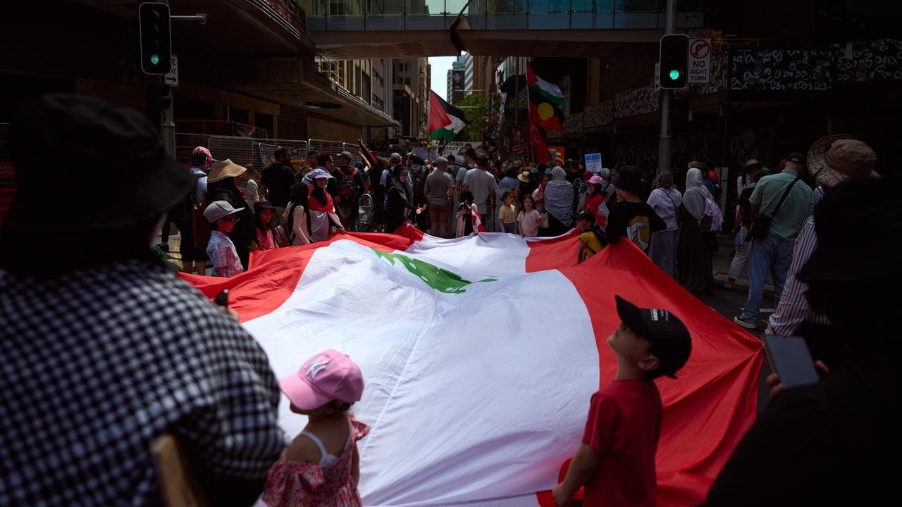 Pro-Palestine protesters in Sydney's CBD