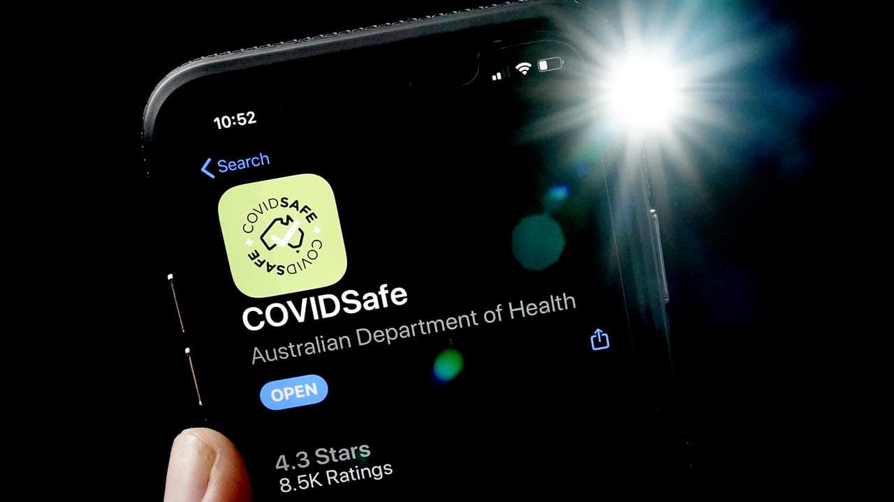 An iPhone displays the CovidSafe app