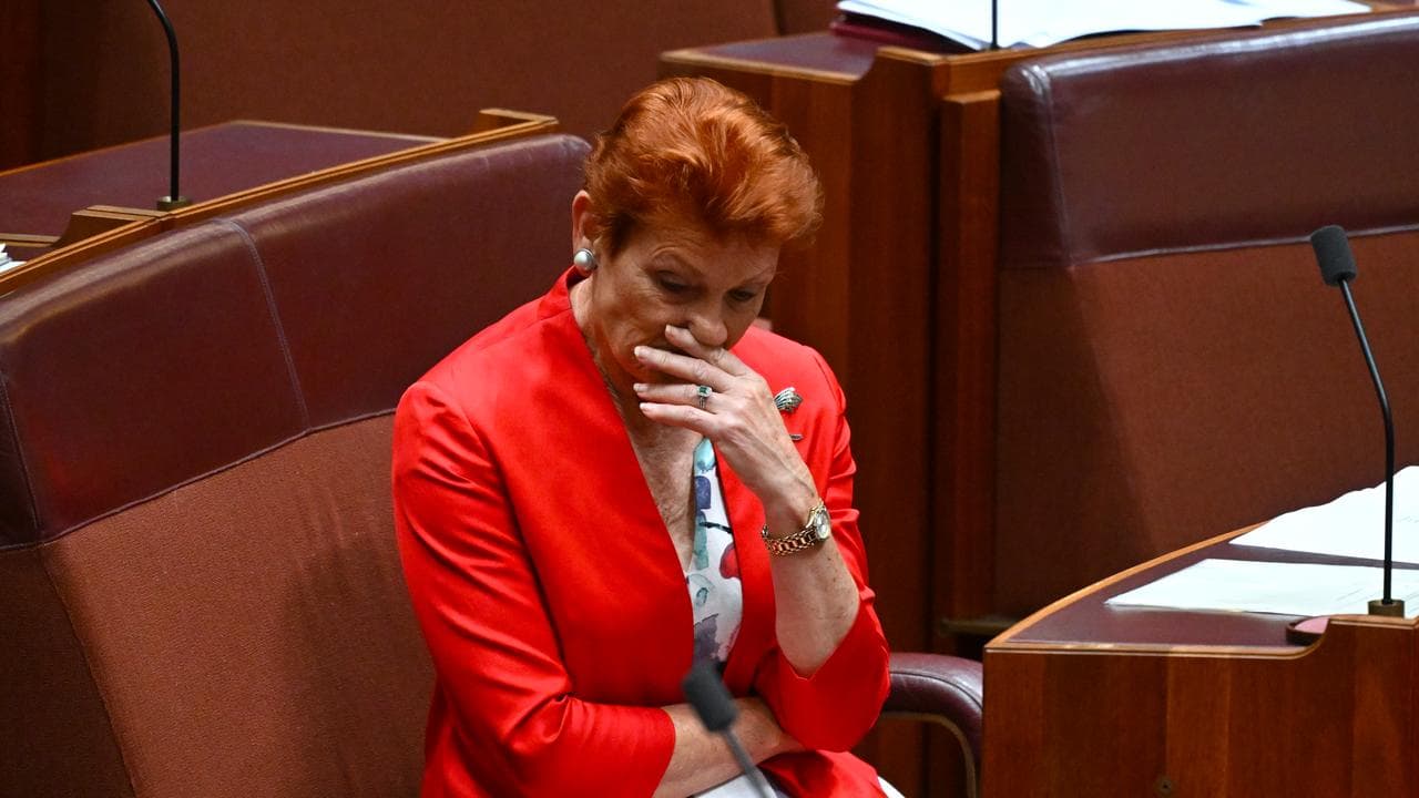 Senator Pauline Hanson during a motion to suspend Lidia Thorpe