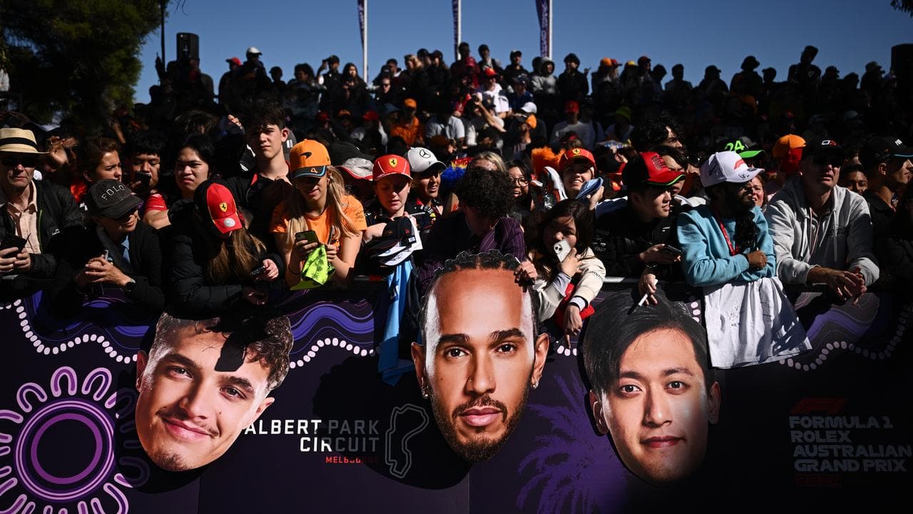 Fans at the Albert Park Grand Prix Circuit in Melbourne