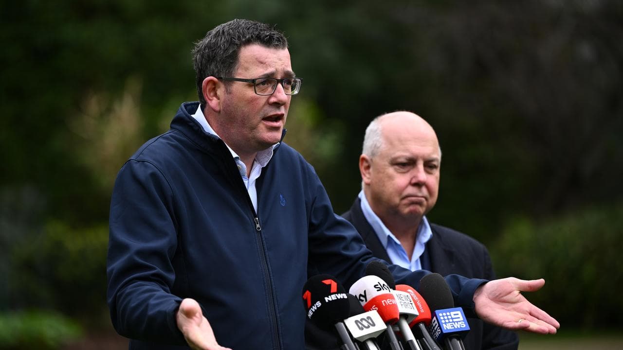 Then Victorian Premier Daniel Andrews with Treasurer Tim Pallas