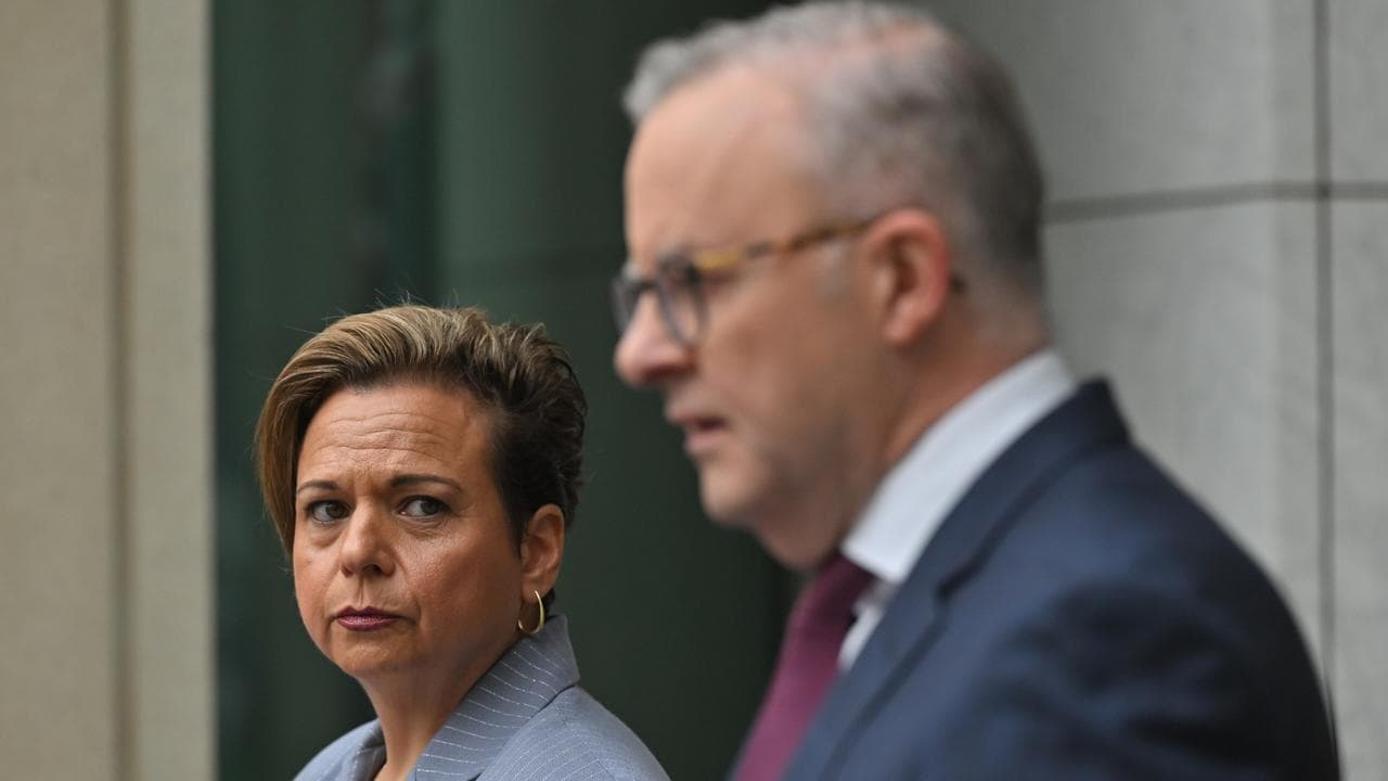 Communications Minister Michelle Rowland and Anthony Albanese