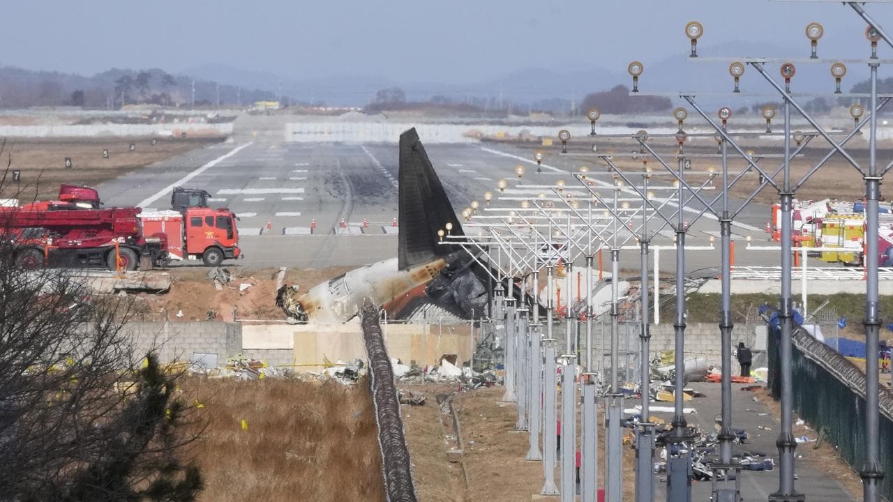 Crashed plane at airport