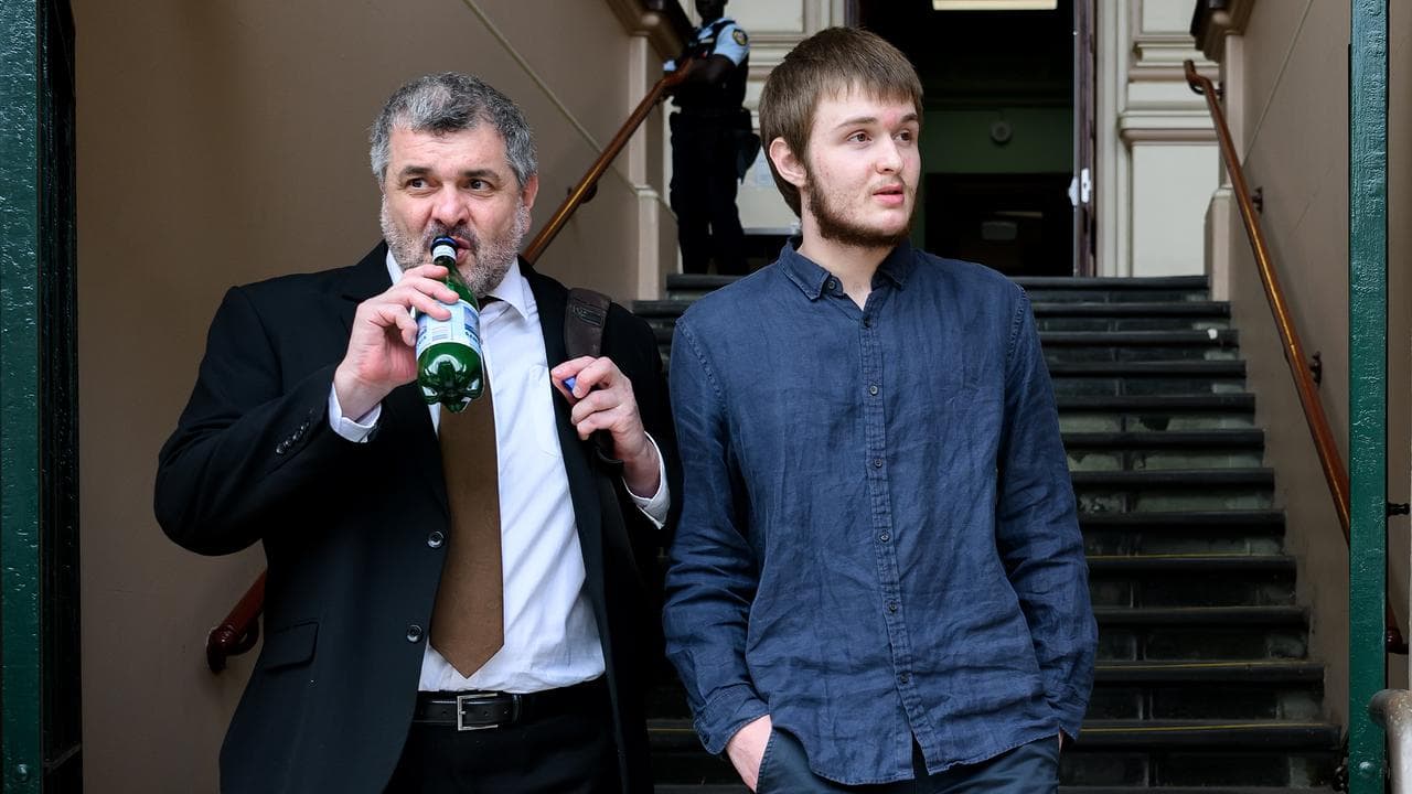 Felix Kiera and father leave Newtown Local Court