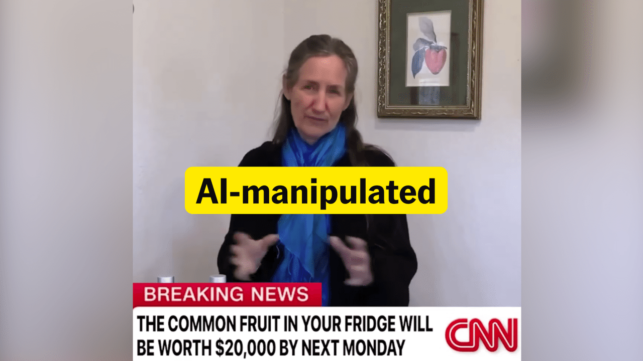 Screenshot of AI-manipulated footage of naturopath Barbara O'Neill.