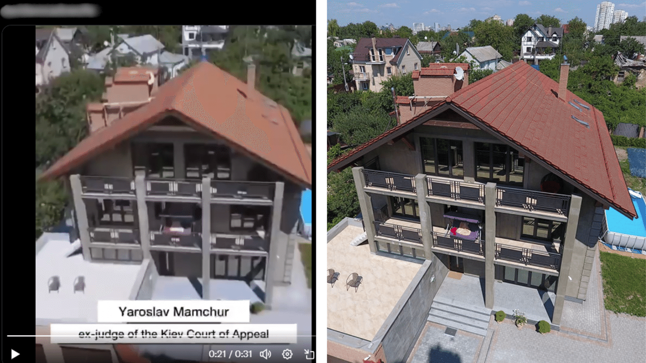 Screenshots of a house owned by Ukrainian lawyer Andrey Ivanishchuck.