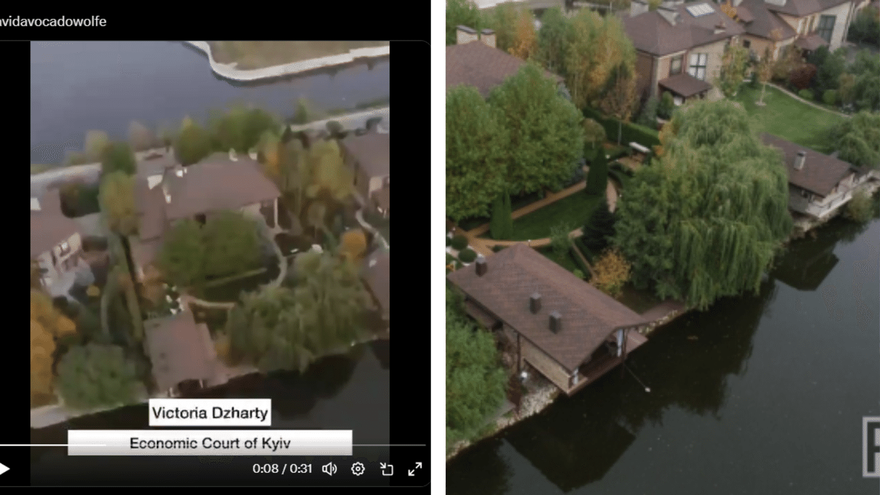 Screenshots of mansions belonging to Ukrainian judge Victoria Dzharty.