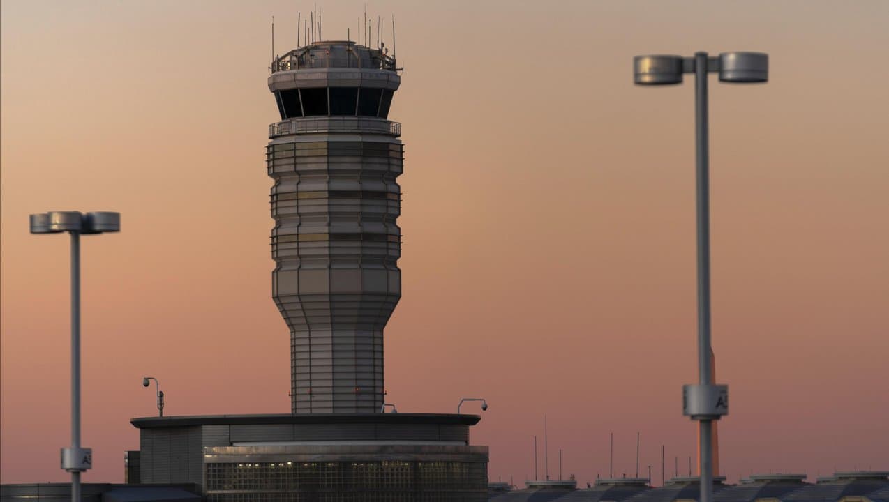 The air traffic control tower at Ronald Reagan Washington Airport