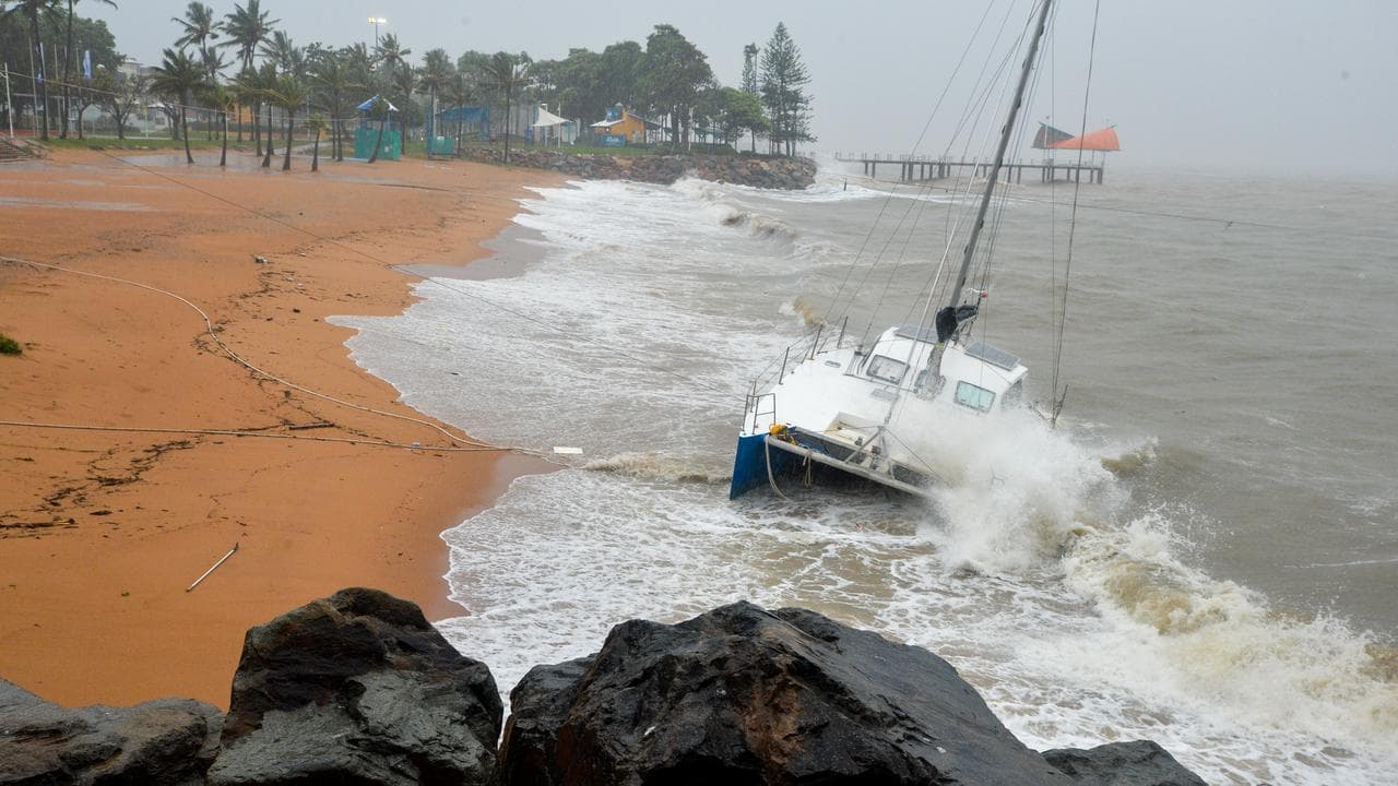 A yacht that has broken its moorings