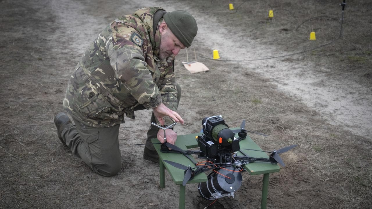 Ukrainian soldier with drone