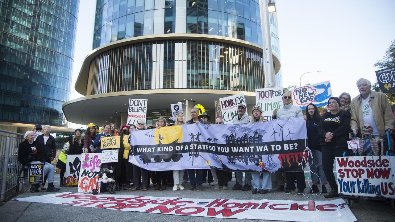 Protesters outside Woodside's headquarters in Perth (file)