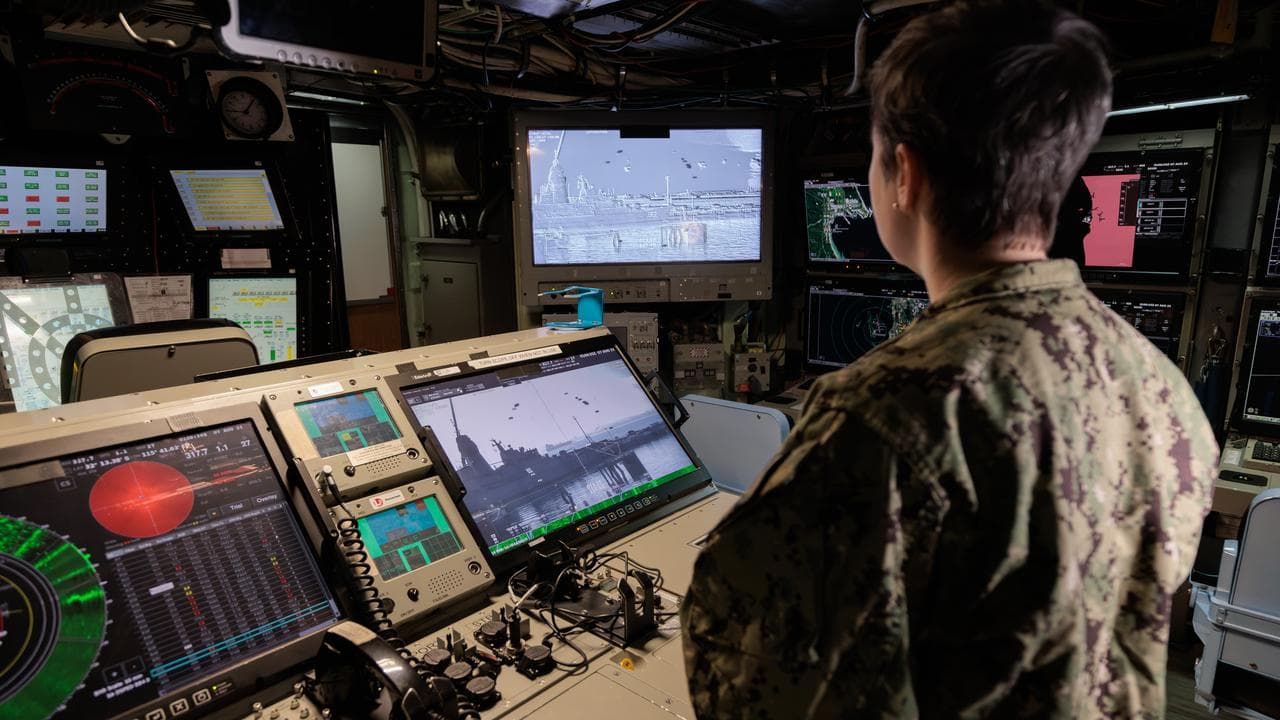 View inside the USS North Carolina, visiting Perth in 2023.