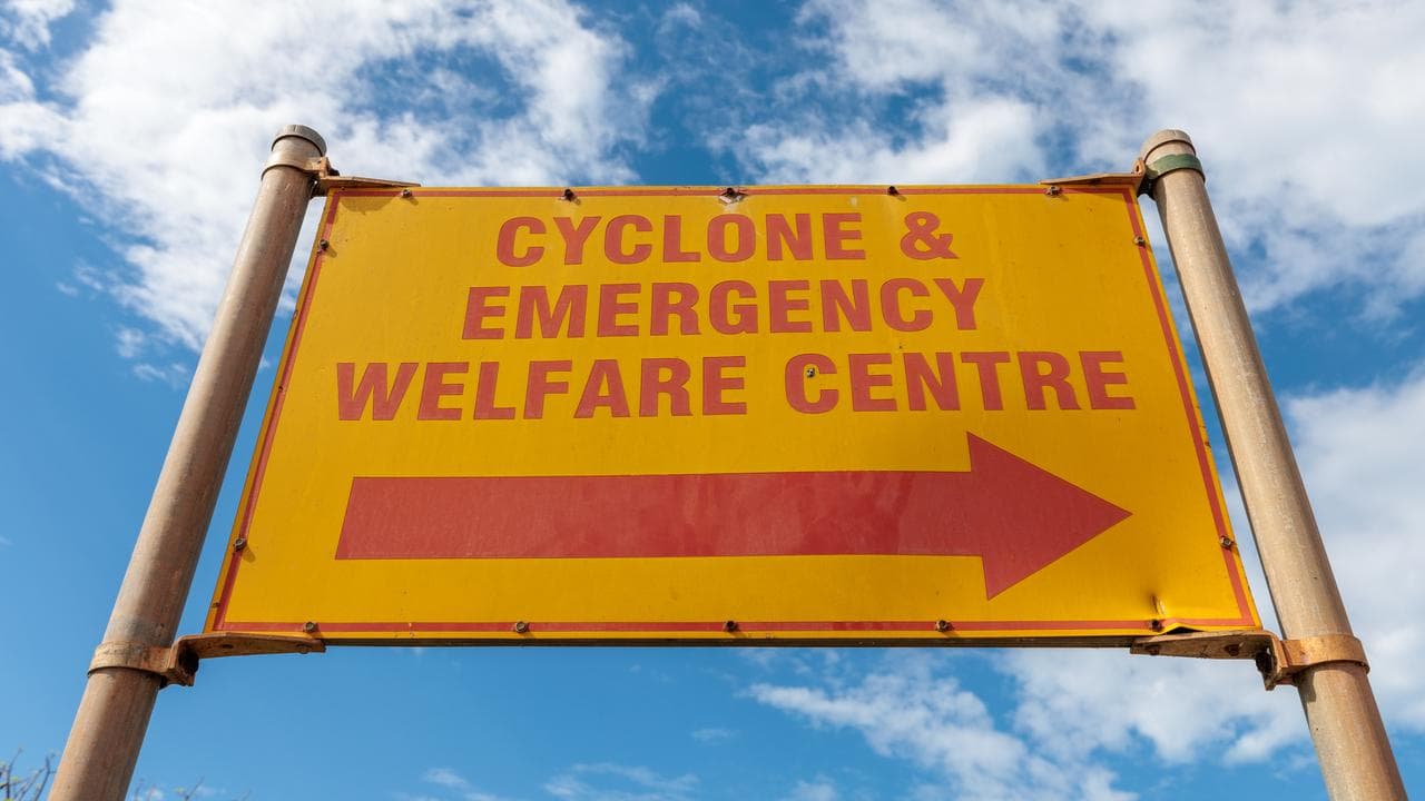 A sign for the Cyclone and Emergency Welfare Centre  in Broome