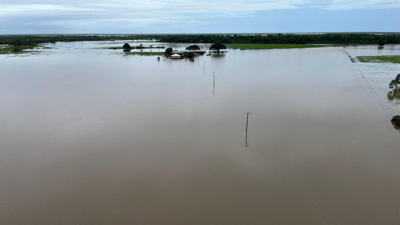 A town isolated by floods