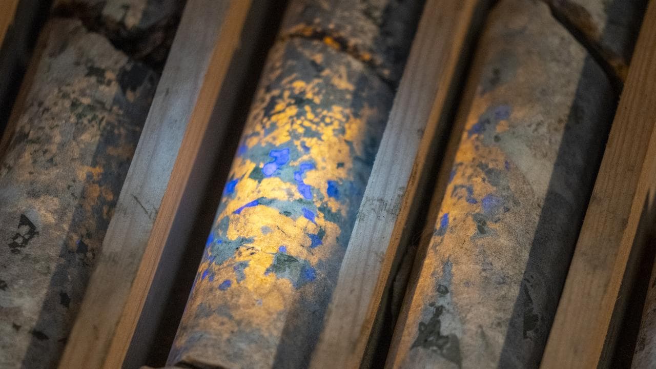 Rare earth minerals in a core sample