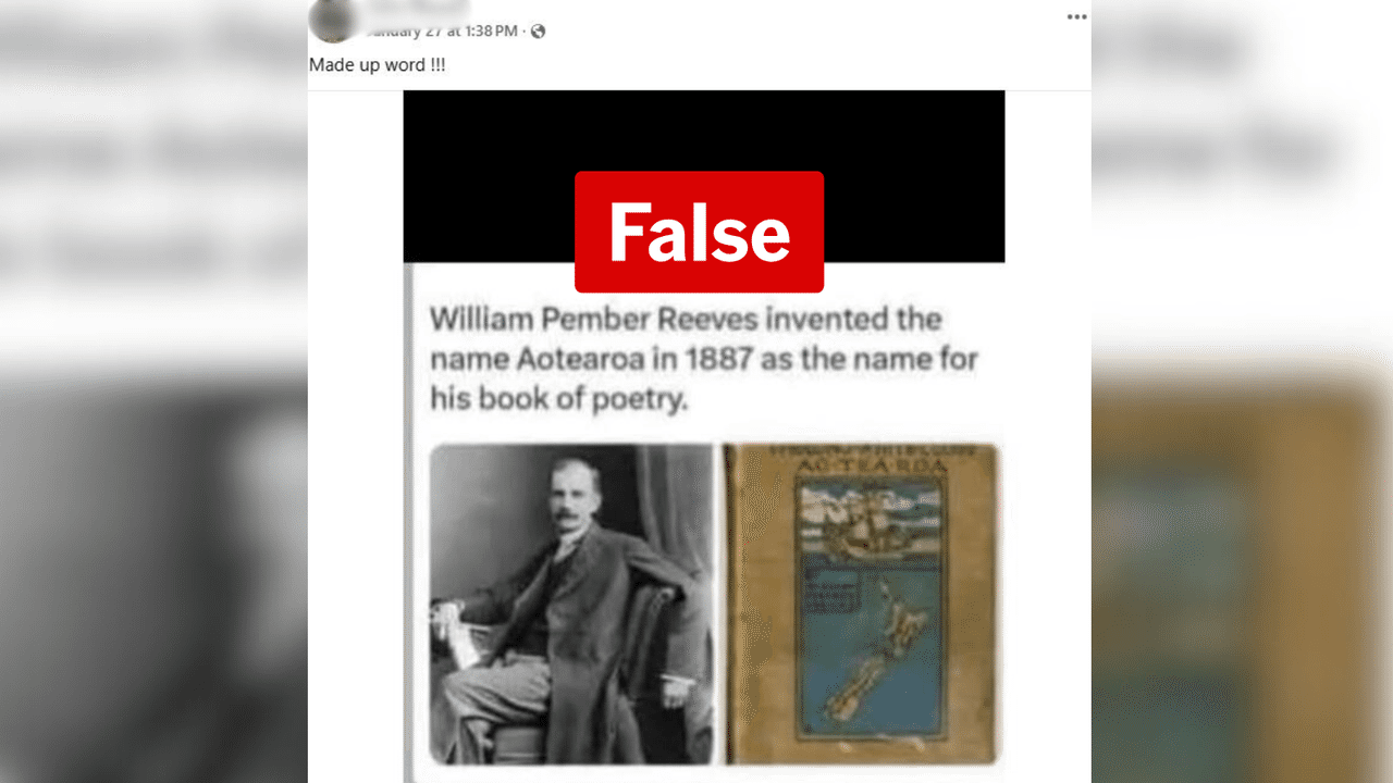 Screenshot of a false claim about the origin of Aotearoa on Facebook.