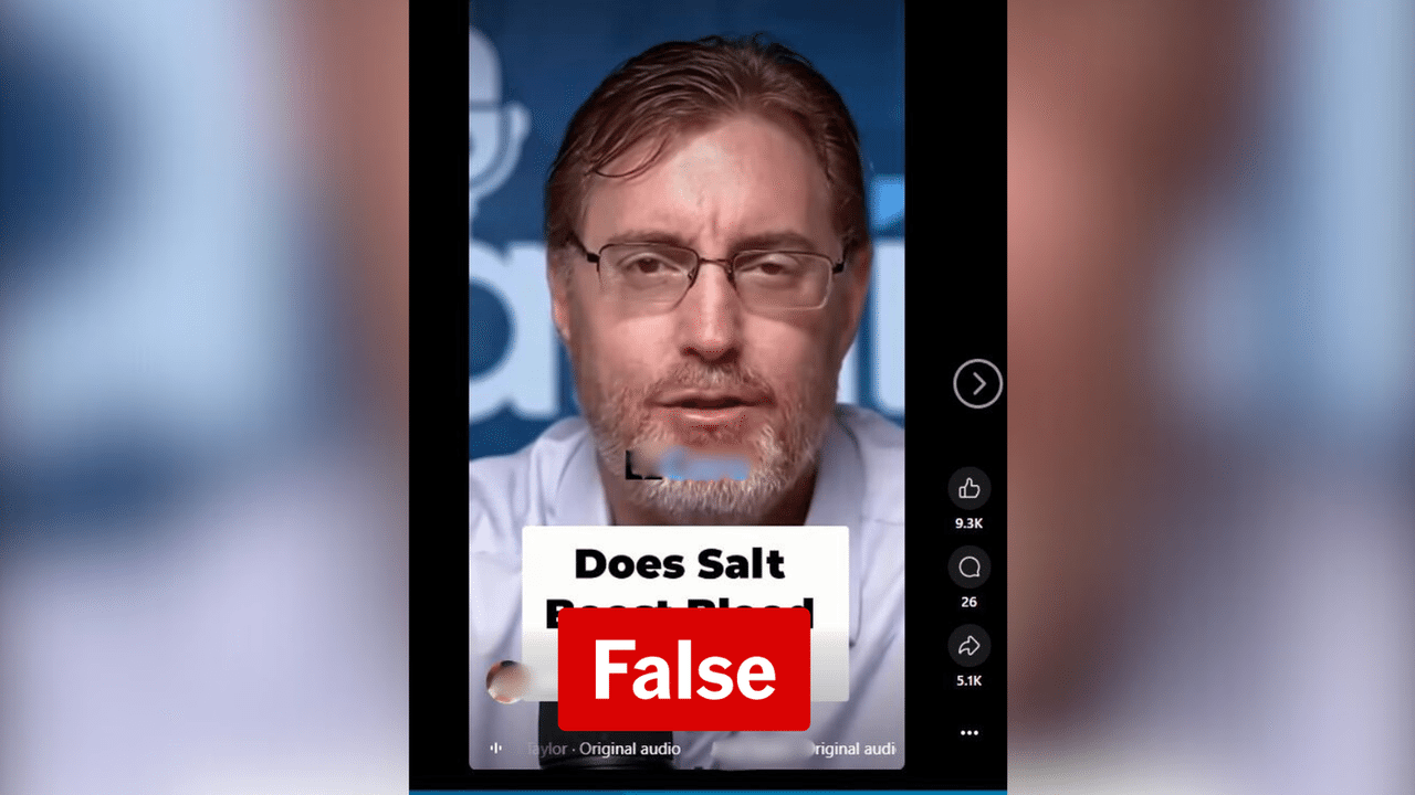 Facebook reel spreading misinformation about the health impact of salt