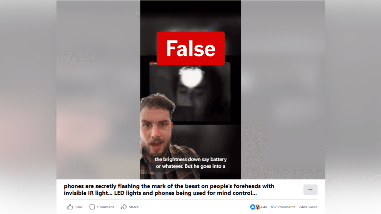 Facebook post claiming smartphones can control your mind, optogenetics