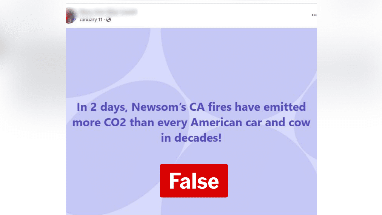 Screenshot of a post spreading false information about the LA fires.
