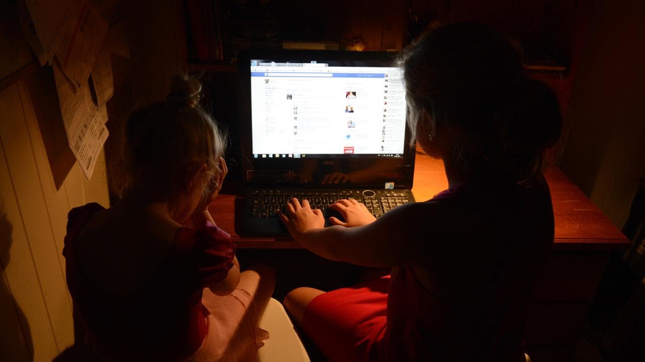 Young girls use a personal computer (file image)