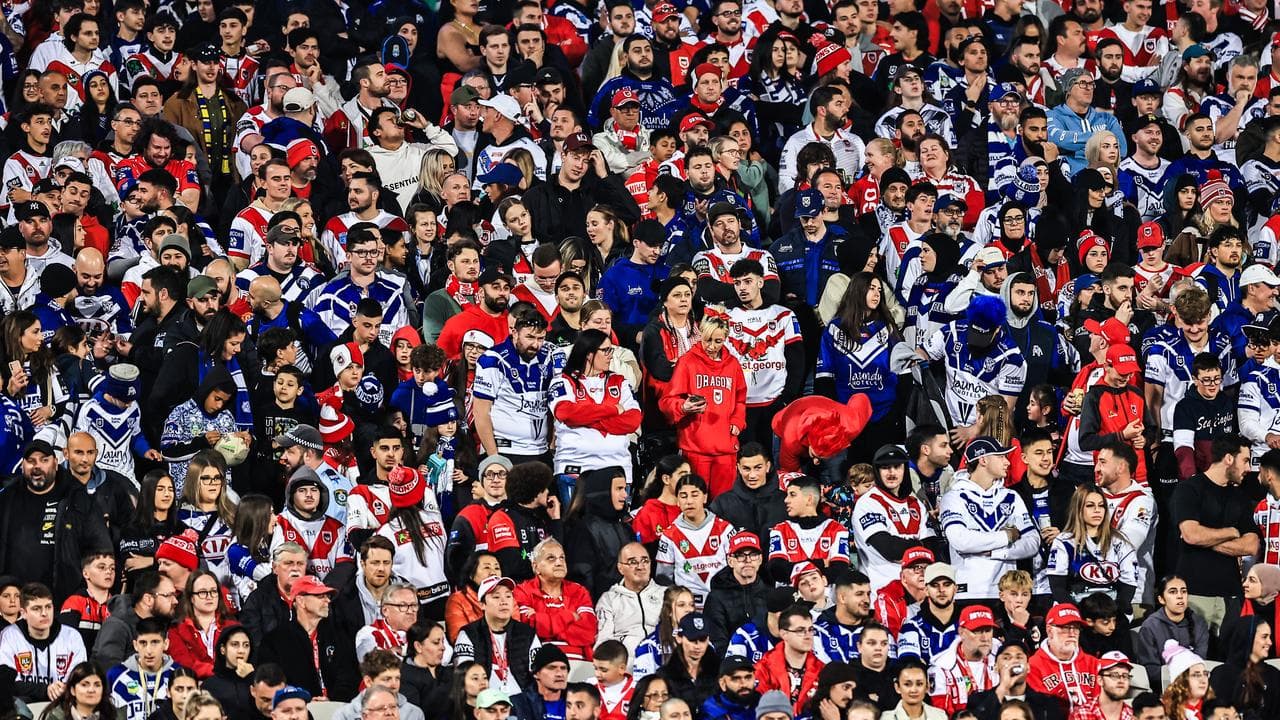 A section of the crowd at an NRL game.