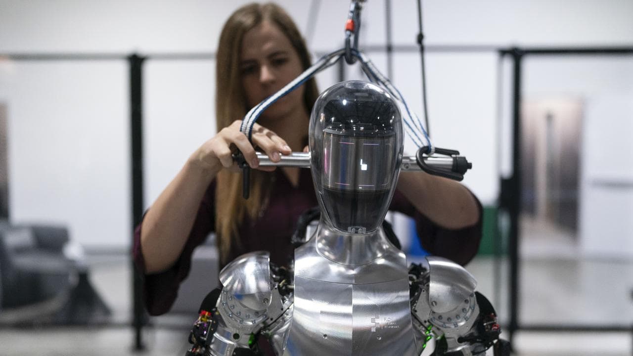 AI engineer Jenna Reher works on humanoid robot