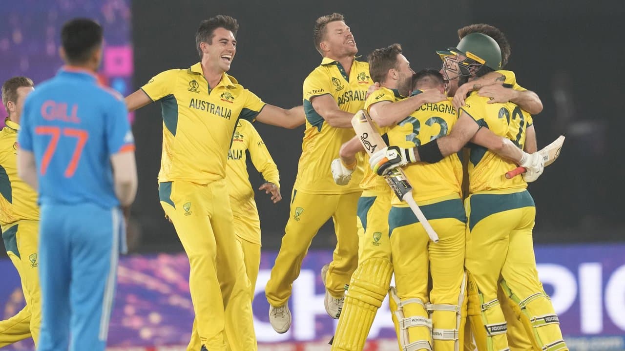 Celebrating Australia players.