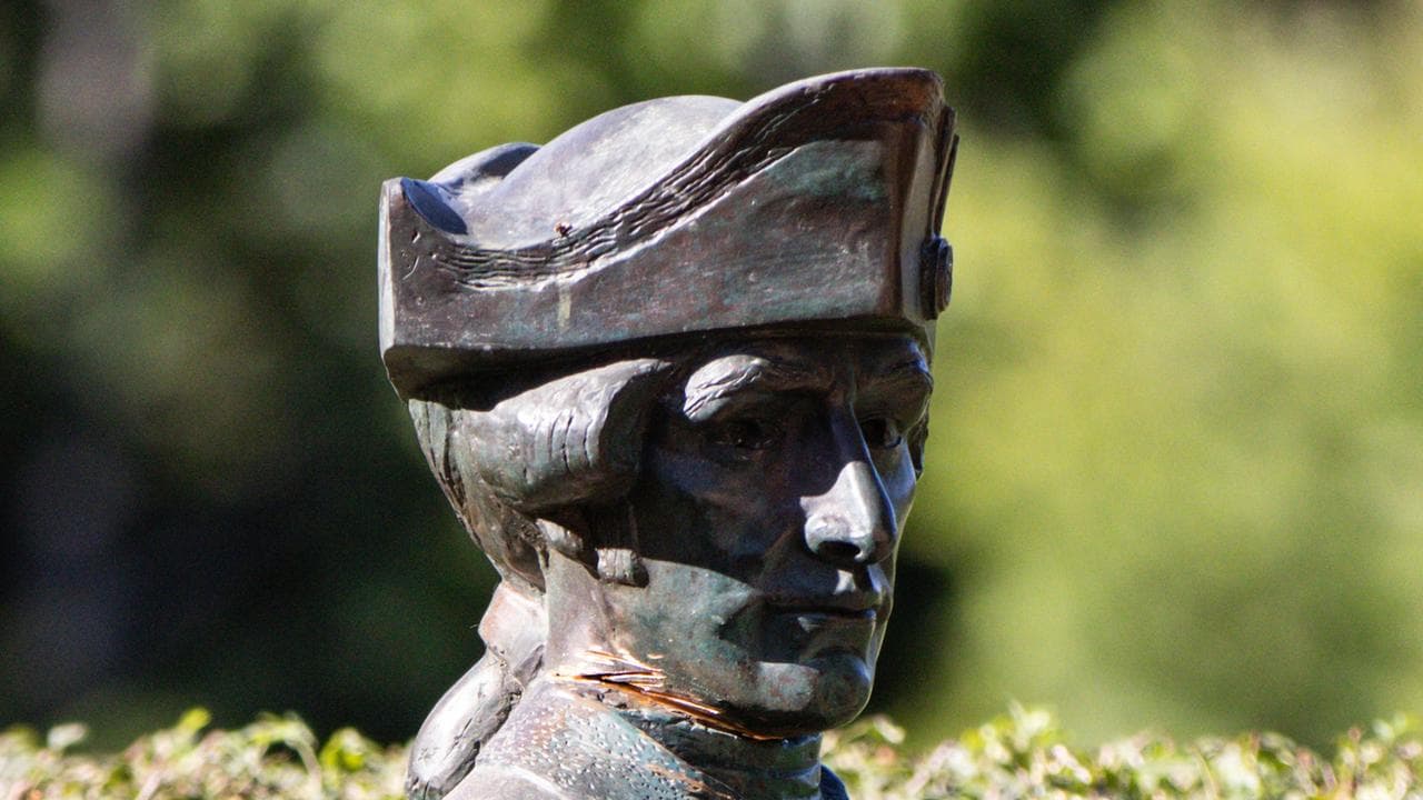 Captain Cook statue in Melbourne.