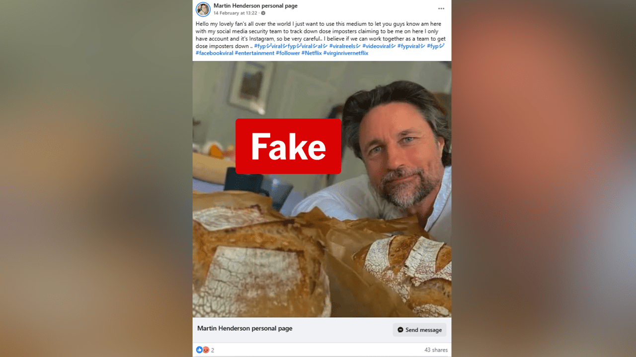 Another fake Martin Henderson Facebook post to fans