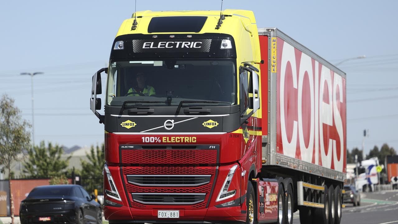 Coles electric prime mover truck in Victoria