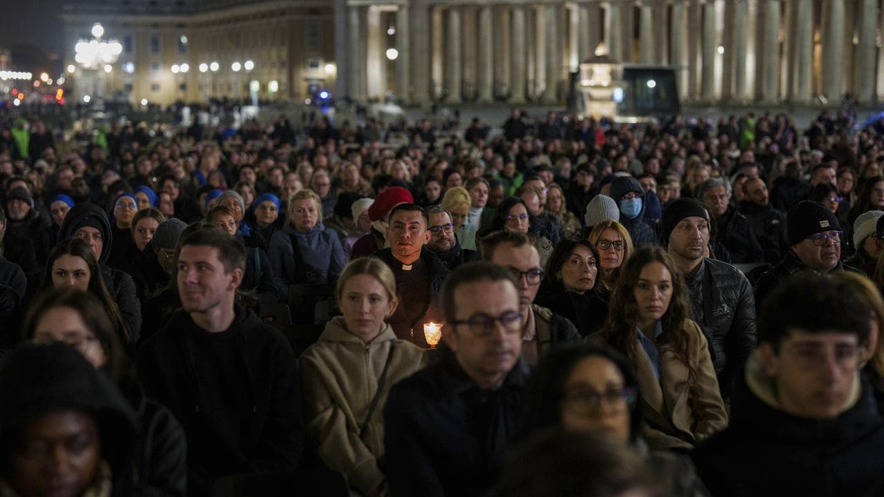 A prayer service in St Peter's Square for the health of Pope Francis