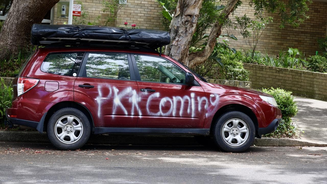 Vandalised car on Wellington Street in Woollahra (file)