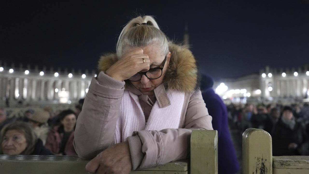 A rosary prayer service for Pope Francis in St Peter's Square