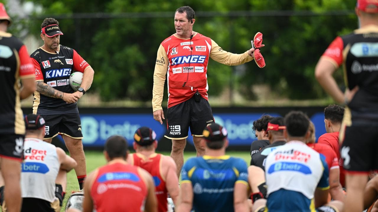 New Dolphins head coach Kristian Woolf (centre)