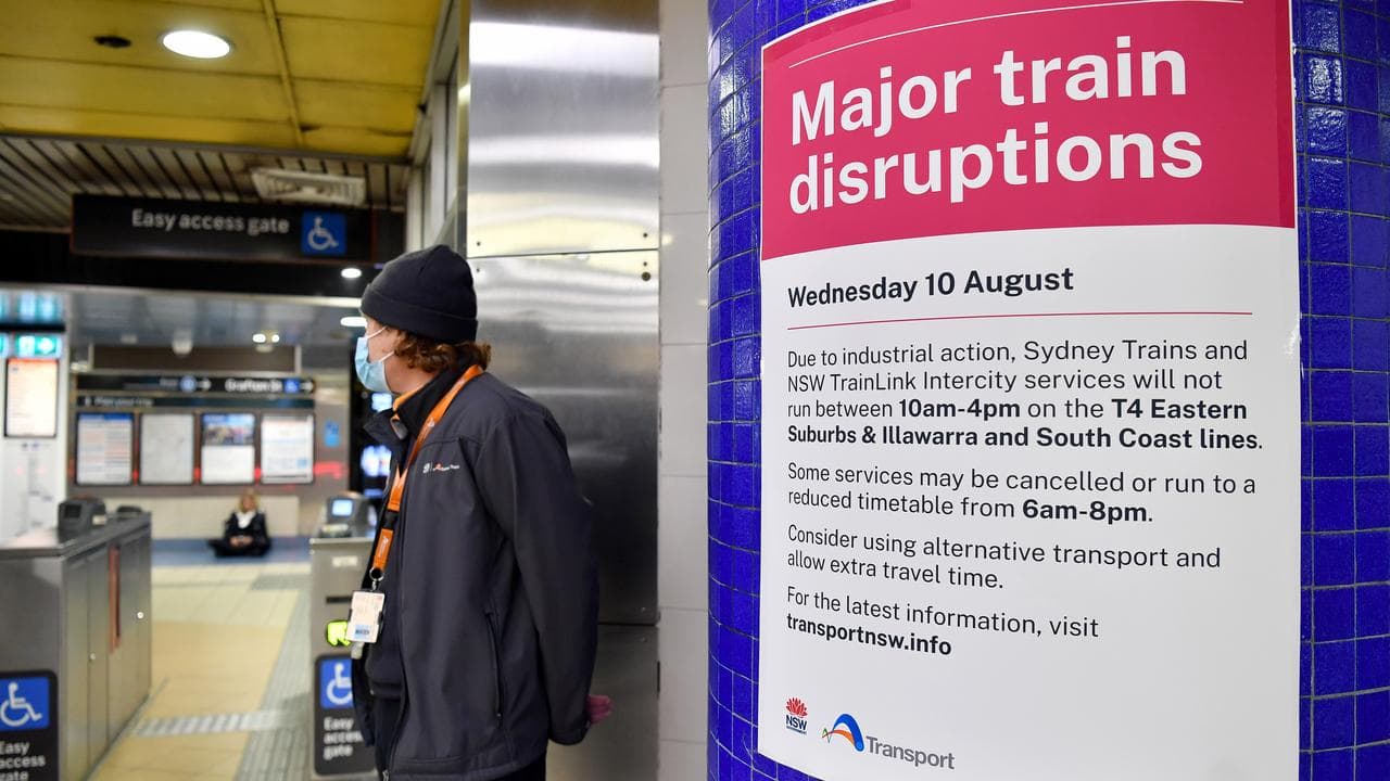 Signage telling commuters of disruptions (file image)
