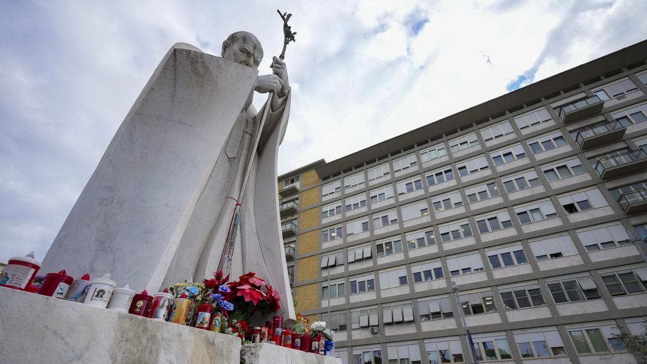 St John Paul II statue outside Agostino Gemelli Polyclinic, in Rome